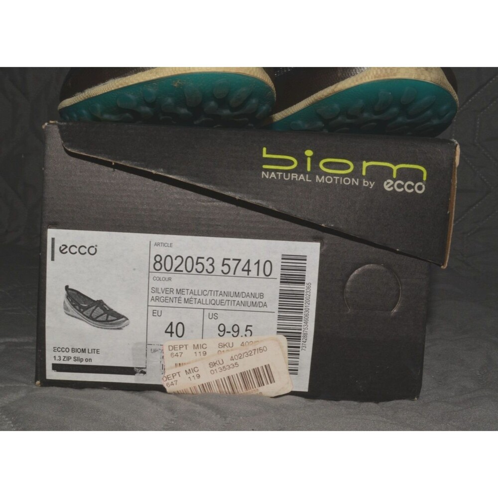 ECCO BIOM Lite 1.3 Zip Slip On Shoes Women’s US 9-9.5 EU 40 Silver Walking w Box - Picture 8 of 11
